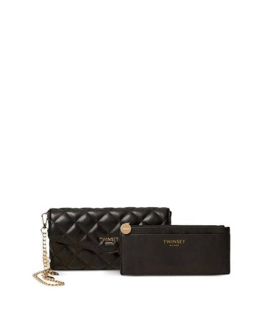 Twinset Black Set Of Document Folders With Logo
