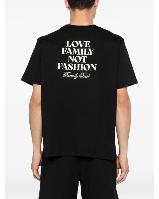 FAMILY FIRST Black Crew-Neck Printed T-Shirt for men