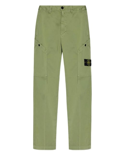 Stone Island Green Straight Trousers for men