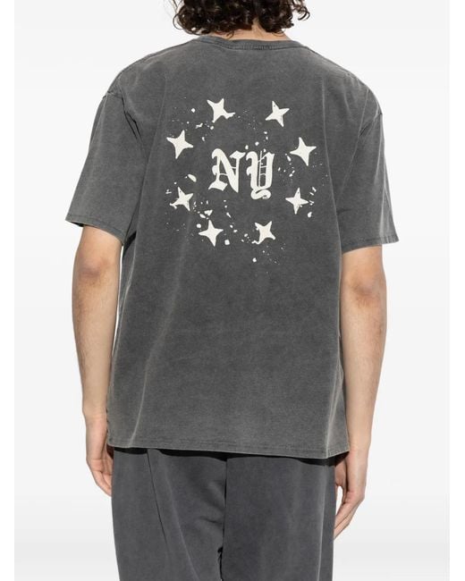 Duke & Dexter Gray Acid-Wash Graphic-Print T-Shirt for men