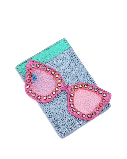 Kurt Geiger Gray Sunglasses-Motif Leather Card Holder