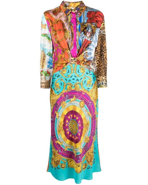Robe mi-longue en soie à imprimé graphique Moschino en coloris Multicolor