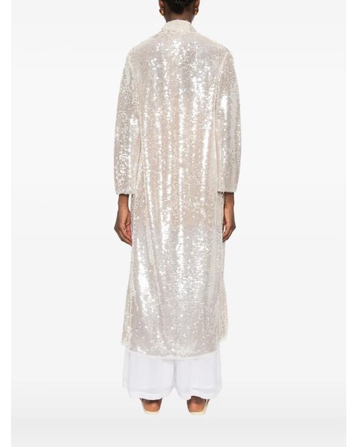 Forte_forte White Manteau À Sequins Brodés
