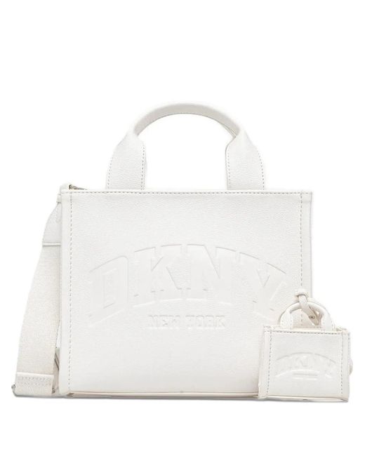 DKNY White Logo-Embossed Tote Bag