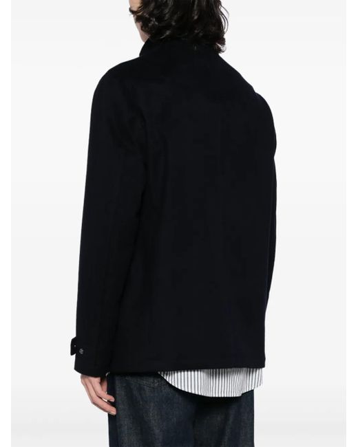 Paul & Shark Black Cashmere Zip-Up Coat for men