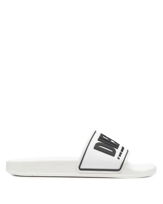 DIESEL White Sa-Mayemi Cc Logo-Embossed Slides