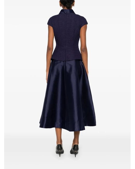 Self-Portrait Blue Boucle Taffeta Midi Dress