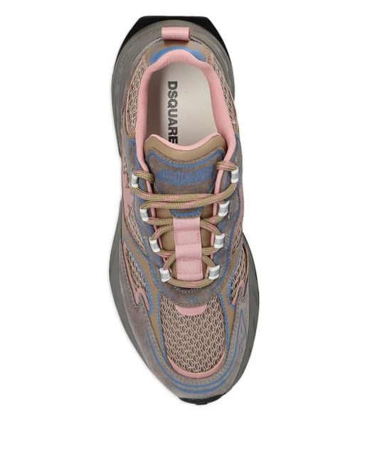 DSquared² Gray Sprinter Suede-Leather Mesh Sneakers