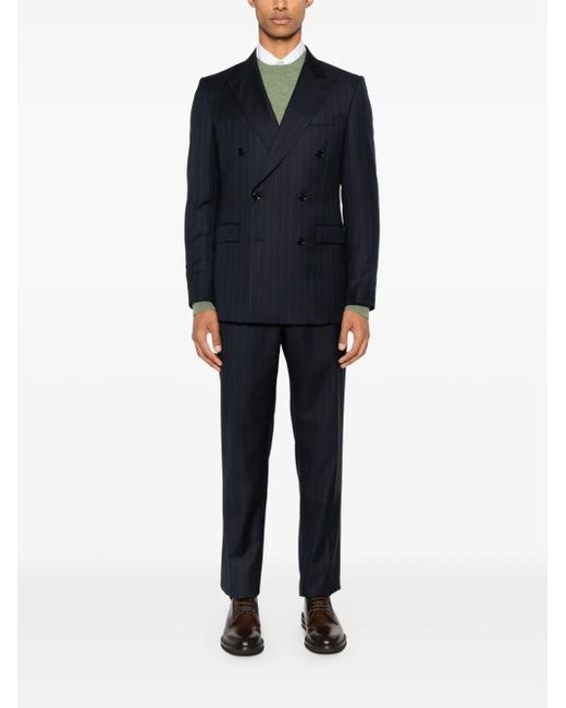 Fursac Blue Single-Breasted Blazer for men