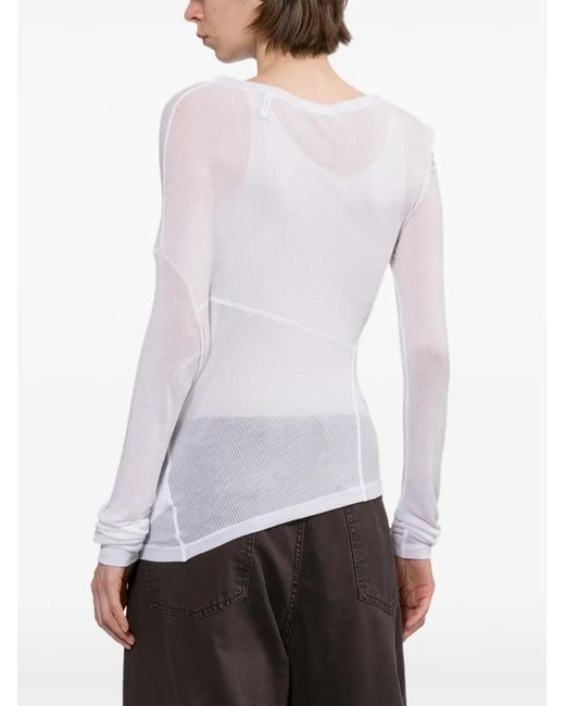 Helmut Lang White Haut À Design Noué Et Manches Longues