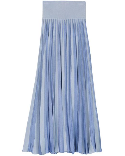 Jupe mi-longue à design plissé Emporio Armani en coloris Blue