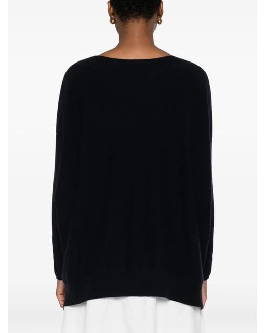 Kujten Black Cashmere Boat-Neck Sweater