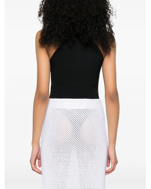 Brandon Maxwell Black Knit Ribbed Bodysuit