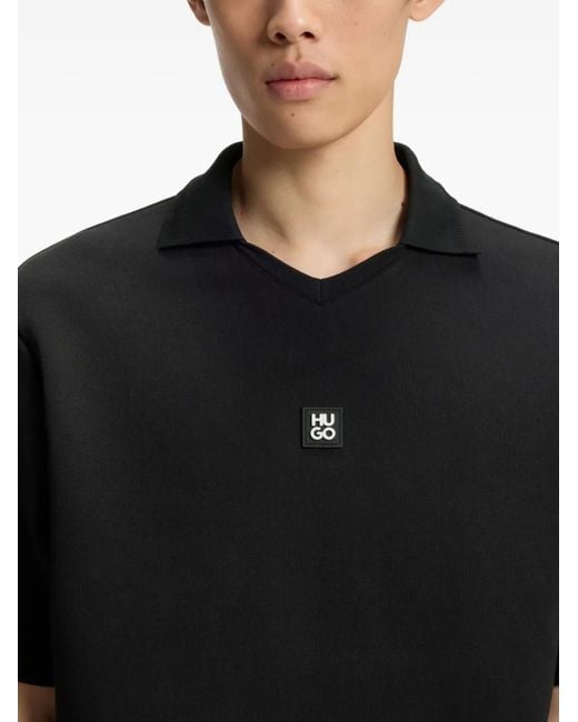 Polo À Patch Logo HUGO pour homme en coloris Black