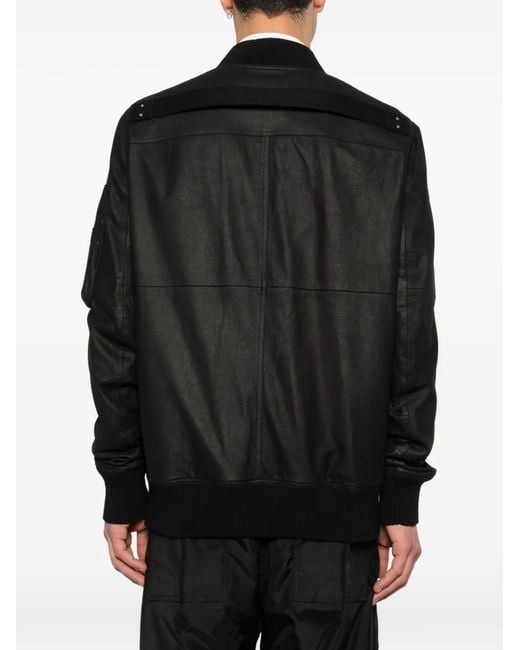 Rick Owens Black Classic Flight Button Bomber Jacket for men