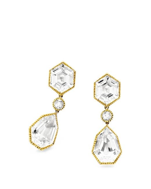 Verdura White Byzantine-Topaz Pendant Earrings