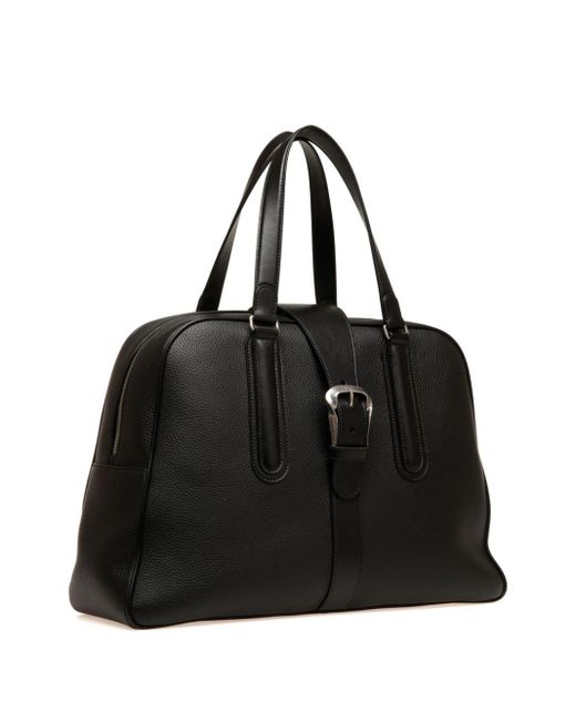 Bally Black Buckle Leather Tote Bag for men