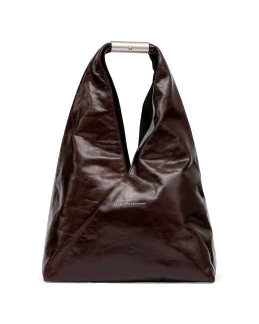 MM6 by Maison Margiela Brown Japanese Calf Leather Tote Bag