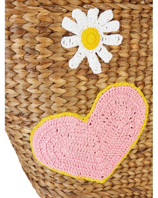MIRA MIKATI Natural Crochet-appliqué Beach Bag