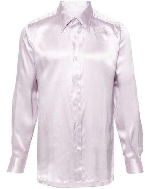 Camisa con cuello de pico Tom Ford de hombre de color Pink