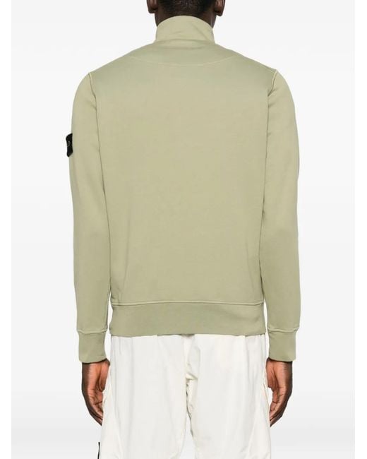 Stone Island Green Logo-Patch Half-Zip Sweater for men