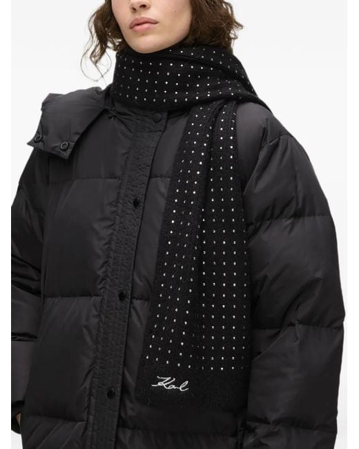 Karl Lagerfeld Black K/Signature Rhinestone Scarf