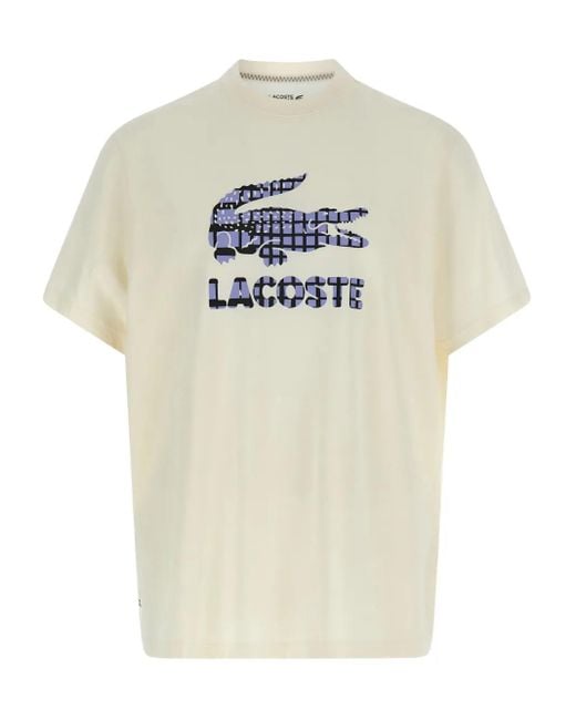 Lacoste White X Daniil Medvedev Crocodile-Print Crewneck T-Shirt for men