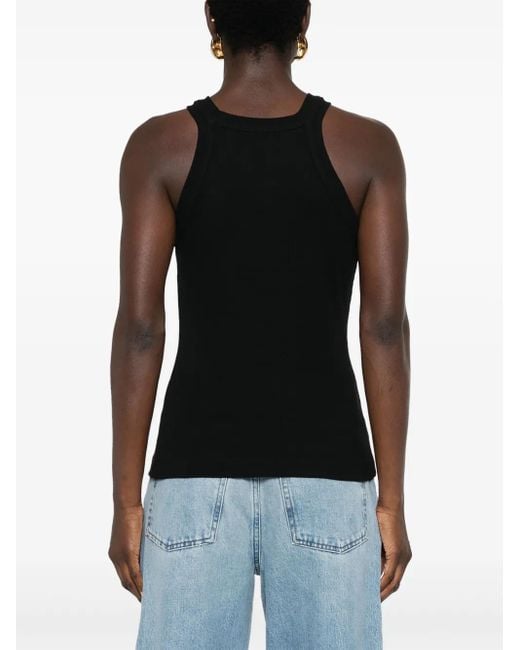 Closed Black Logo-Embroide Ribbed Tank Top
