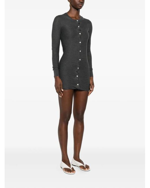 AYA MUSE Gray Eira Buttoned Mini Dress