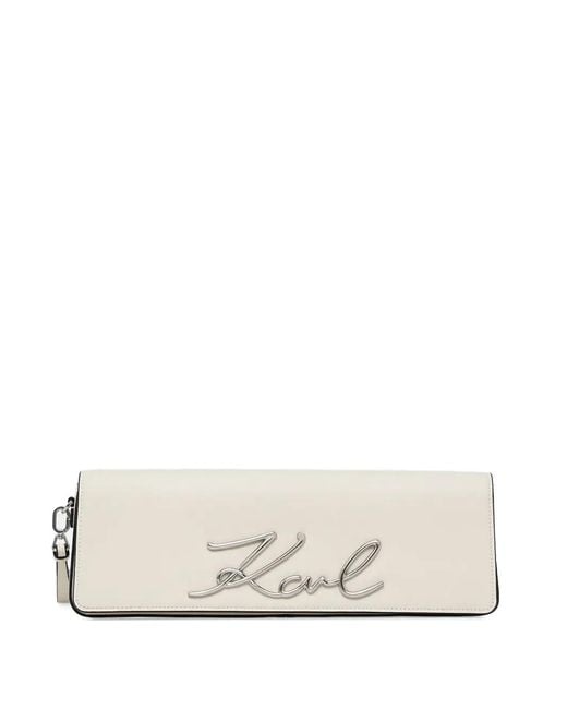 Karl Lagerfeld Natural Signature-Wristlet Clutch Bag