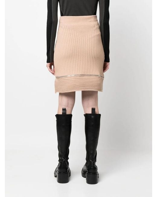 ANDREADAMO Natural Ribbed Zip-Detail Skirt