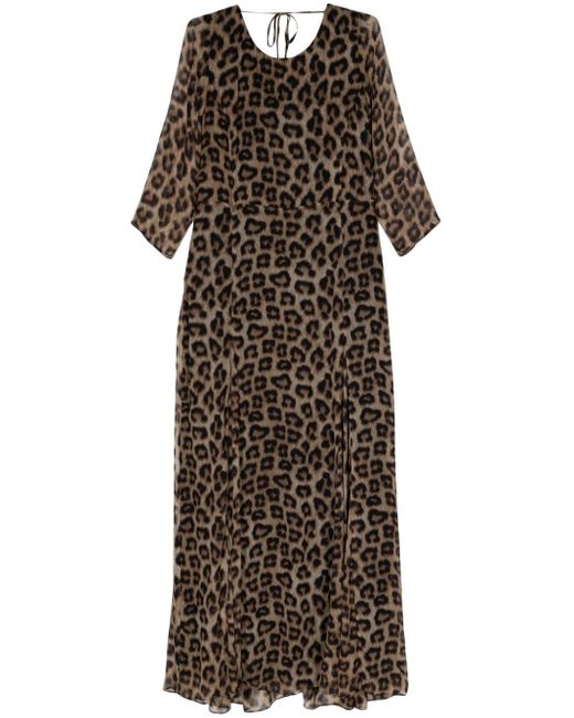 Ba&sh Brown Fanic Kleid mit Leoparden-Print