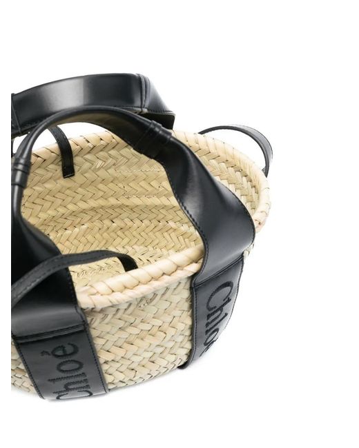 Chloé Black Small Sense Raffia Handbag