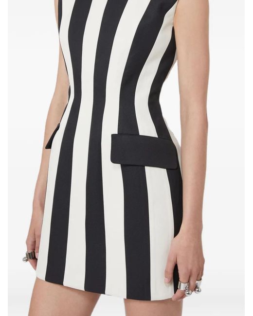 Max Mara White Hourglass Striped Sleeveless Mini Dress