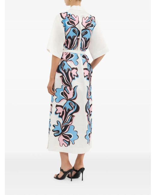 Rebecca Vallance Blue Barbados Breeze Buttoned Midi Dress