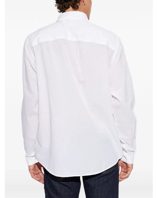 DIESEL White Logo-Embroidered Cotton Shirt for men