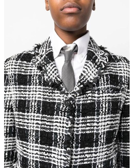 Thom Browne Black Check-Pattern Tweed Jacket