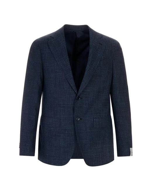 Caruso Blue Aida Cross-Hatch Single-Breasted Blazer for men