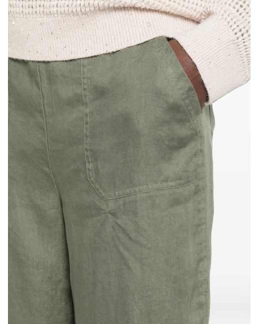 MAISON 123 Green Elasticated-Waist Wide-Leg Trousers