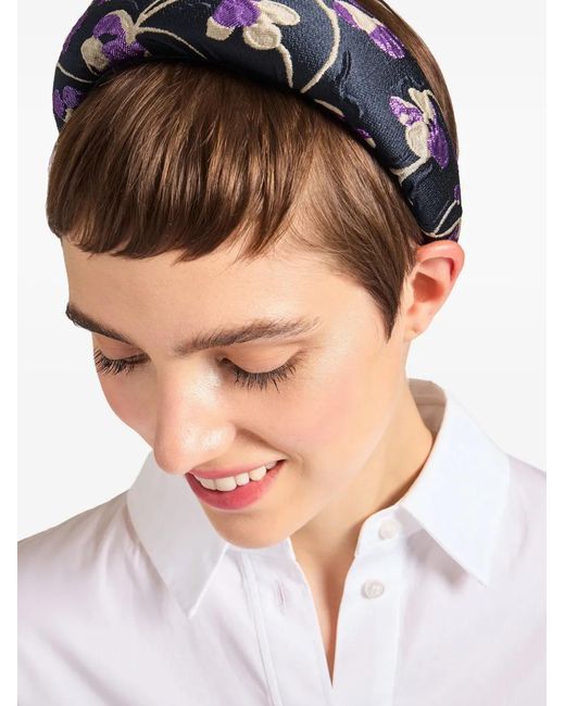 LaDoubleJ Blue Medici Floral-Jacquard Headband