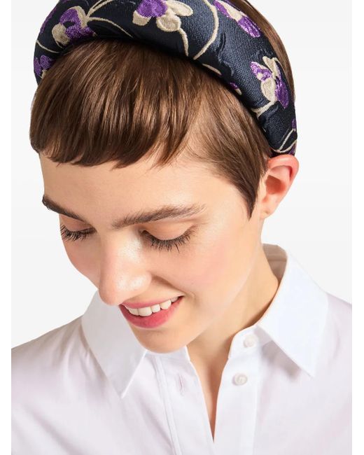 LaDoubleJ Medici Haarband Met Bloemen-Jacquard in het Blue