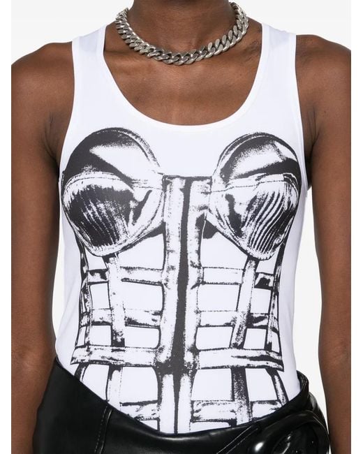 Jean Paul Gaultier White Oberteil Mit Print