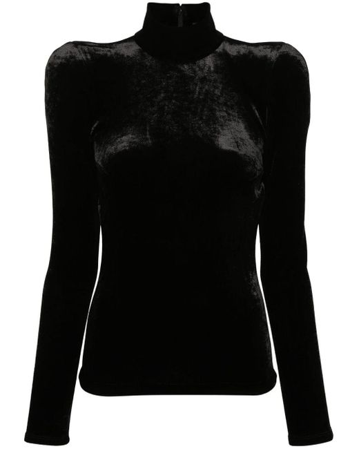 Balenciaga Black Round Shoulder Roll-neck Top