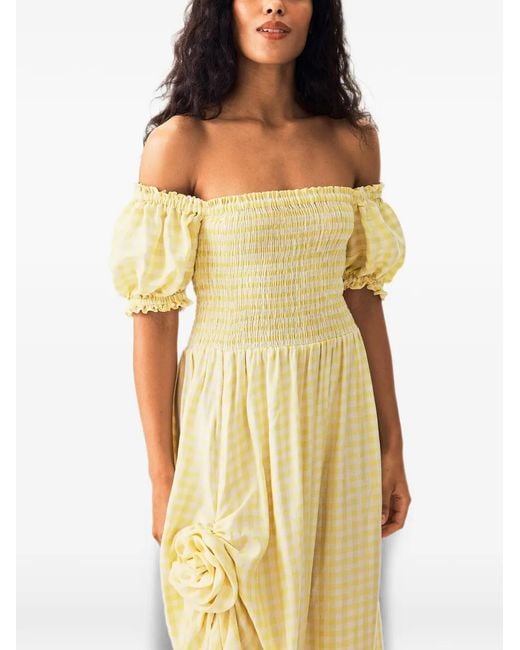 Sleeper Metallic Gingham-Check Maxi Belle Dress