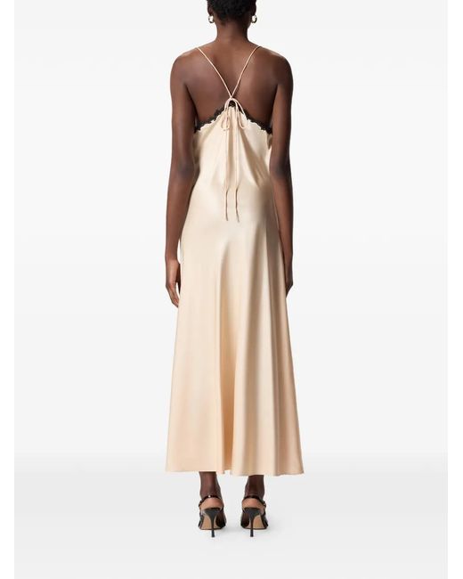 Pinko White Lace-Inserts Midi Dress