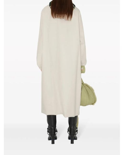 Burberry White Checked-Hood Gabardine Parka Coat