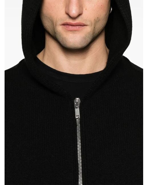 Rick Owens Black Zipped Hoodie for men