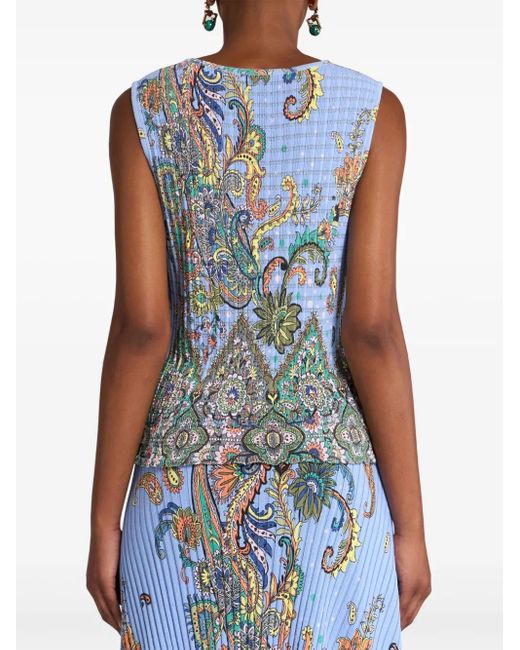 Etro フローラル ニットトップ Blue