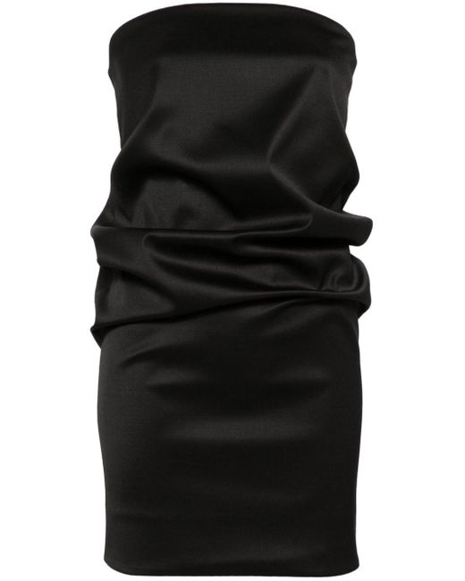 Saint Laurent Black Strapless Wool-blend Minidress