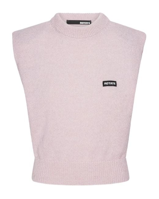 ROTATE BIRGER CHRISTENSEN パデッドショルダー ニットトップ Pink